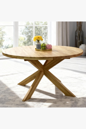 Bővíthető kerek tömör tölgy étkezőasztal 140-190 cm hosszú